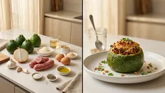 Zucchine tonde ripiene al forno: salsiccia, pecorino e gratinatura croccante