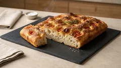 Focaccia senza impasto in teglia: alta, soffice e dorata con poche mosse